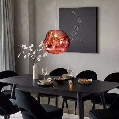 Modern Melted Metallic Pendant Lamp – Sculptural Reflective Ceiling Light