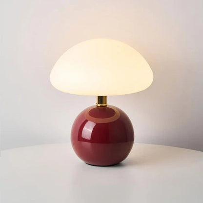 Cream Ceramic Mushroom Table Lamp – Bauhaus Style LED Bedside Light