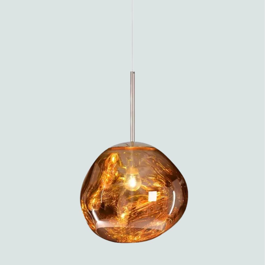 Modern Melted Metallic Pendant Lamp – Sculptural Reflective Ceiling Light