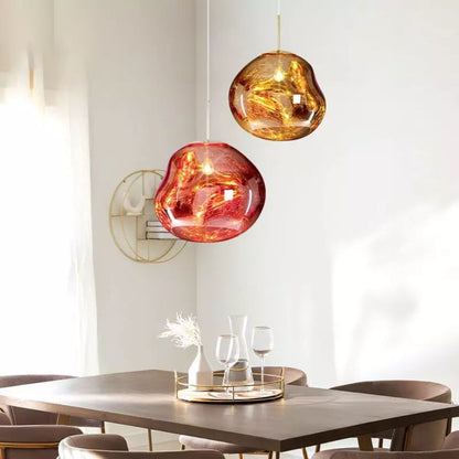 Modern Melted Metallic Pendant Lamp – Sculptural Reflective Ceiling Light
