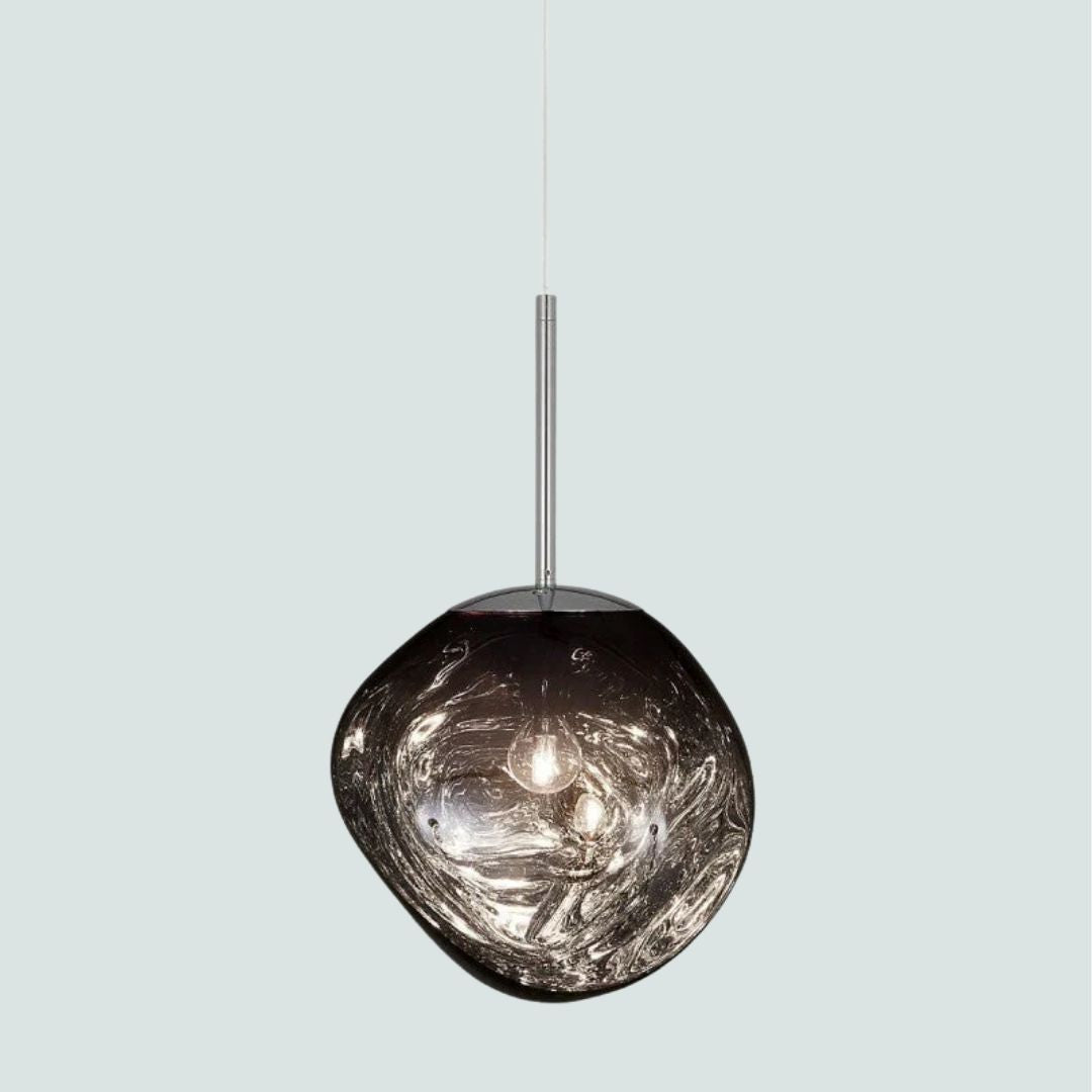 Modern Melted Metallic Pendant Lamp – Sculptural Reflective Ceiling Light